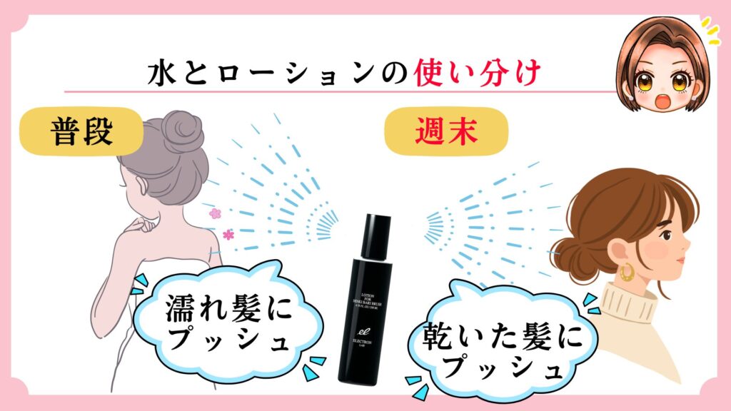 普段は水、週末はローションで特別ケア